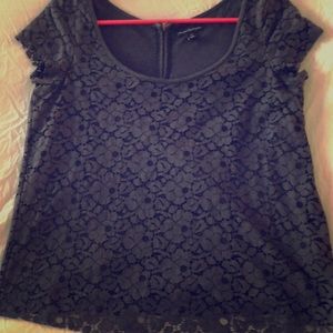 American Eagle S/P Women’s Tee Blouse Dark Gray